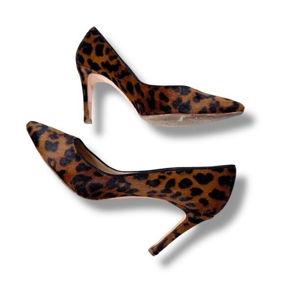 J. Crew Collection Ponyhair Hazelnut Leopard Elsie Heels Pumps Size 7.5 Italy - Picture 6 of 14